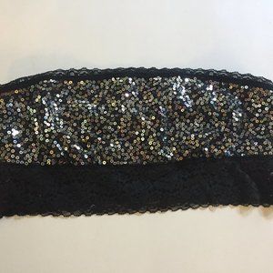 Victorias Secret PINK Black Sequined Lace Bandeau